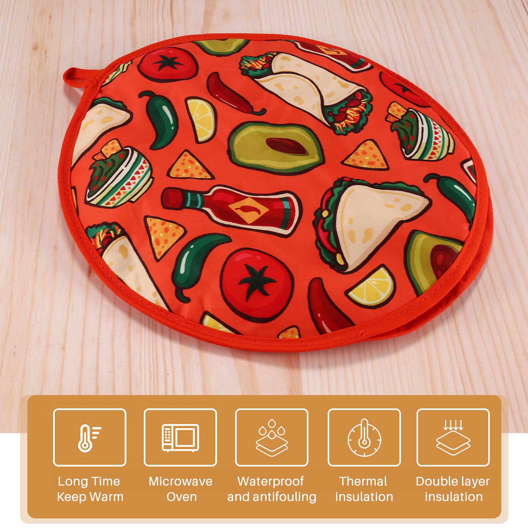Tortilla Warmer Cloth - Bolsa de tela para Burrito, calentador