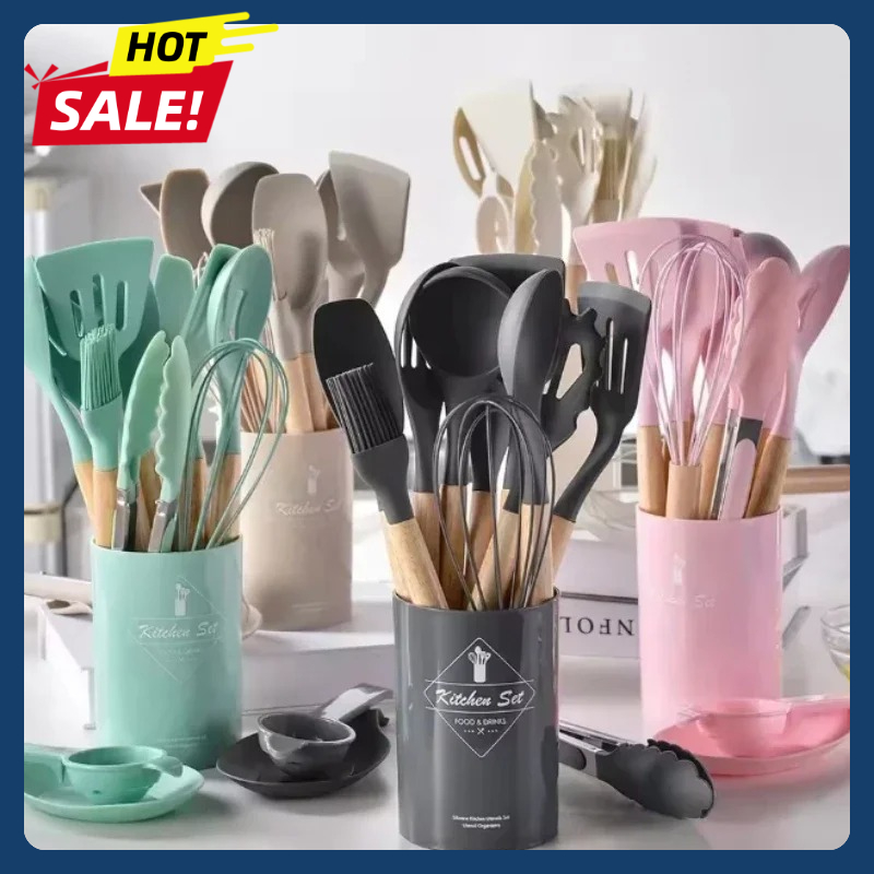 Home Cooking Utensil Set - Juego de utensilios de silicona de